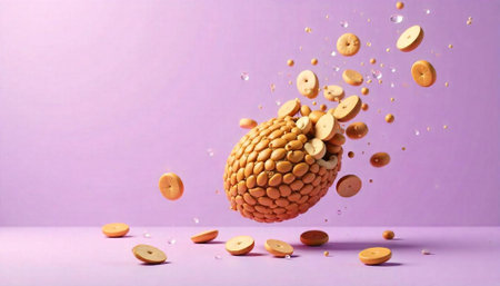 Abstract cluster of donut halves with levitation concept