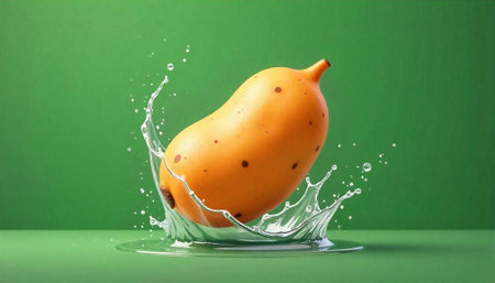 Fresh splash on green background studio shot photographyの写真素材