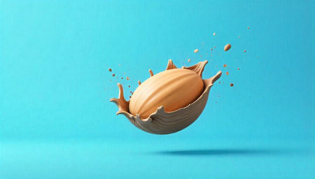 Stylized image of splash with oval object on blue