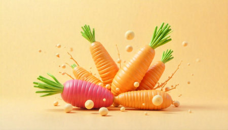 Vibrant carrot assortment with pink carrot novelty concept artの写真素材