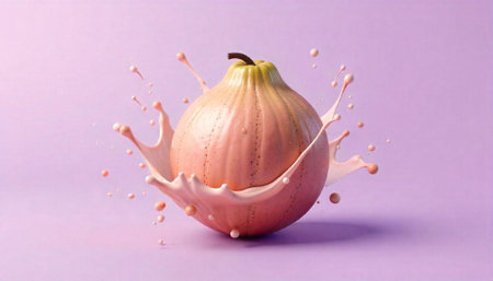 Fantasy gourd with paint splash on soft lavender backgroundの写真素材