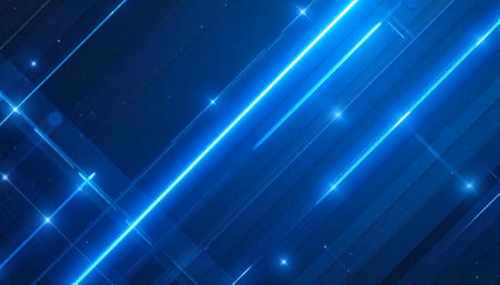 Abstract blue background with dynamic lines and light effectsの写真素材