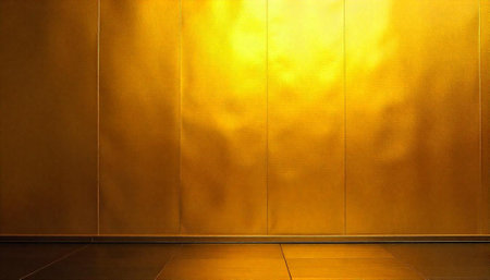 Golden textured wall and floor create elegant background imageの写真素材