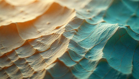 Abstract textured surface in shades of sand and teal