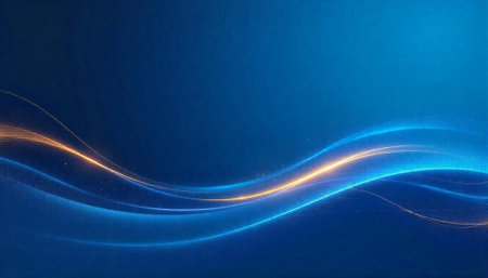 Abstract blue background with golden wave for presentations websites