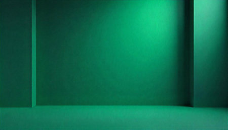 Abstract emerald green room background with soft lighting effectの写真素材