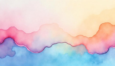 Abstract watercolor landscape with soft pastel gradients and textures