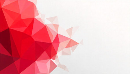 Red geometric polygon background with white empty space area