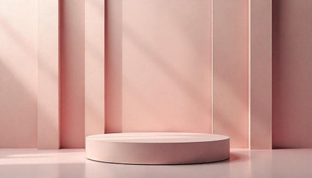 Minimalist round platform against pink backdrop for product display