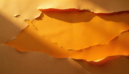 Torn paper revealing golden layer underneath abstract background image