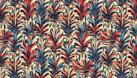 Bold botanical leaf pattern design with retro color palette
