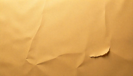 Wrinkled and Torn Craft Paper Texture Close Up Backgroundの写真素材