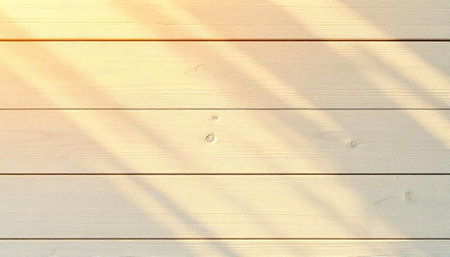 Whitewashed wood planks background with soft sunlight pattern falling