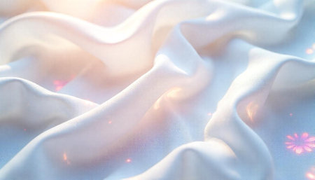 Elegant white silk fabric with soft light and dreamy textureの写真素材