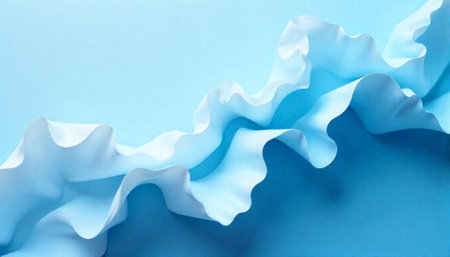 Abstract flowing fabric on light blue textured background