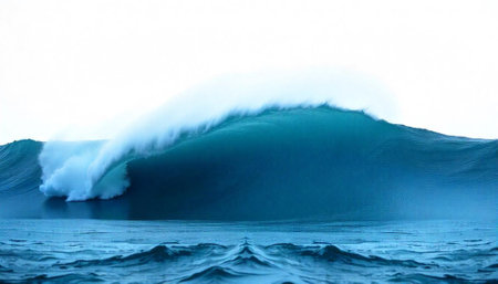Dramatic ocean wave cresting in a powerful display of nature