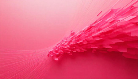 Abstract pink geometric shapes flowing on a monochromatic backgroundの写真素材