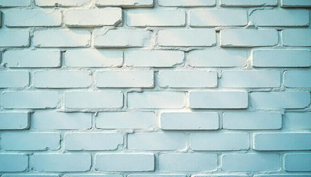 Light blue painted brick wall surface texture pattern backgroundの写真素材
