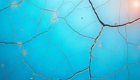Abstract Blue Cracked Surface Texture with Light Flare Effect