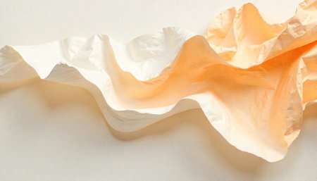 Abstract flowing fabric in neutral beige and peach tones