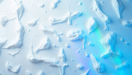Abstract white shapes textured background with iridescent light refraction