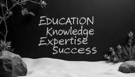Education Knowledge Expertise Success message written on black background