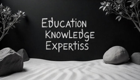 Education knowledge and expertise showcased in minimalist zen gardenの写真素材