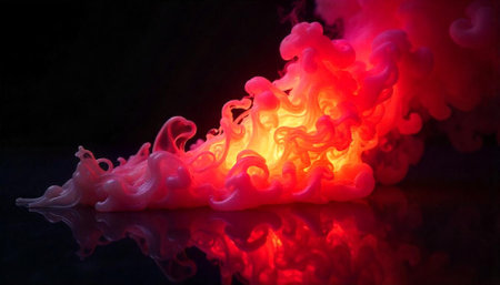 Abstract red and orange smoke on a black background