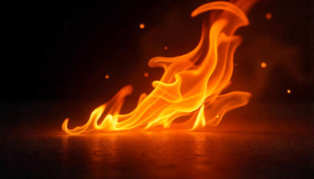 Dancing flames against a dark backdrop showcasing orange and yellow