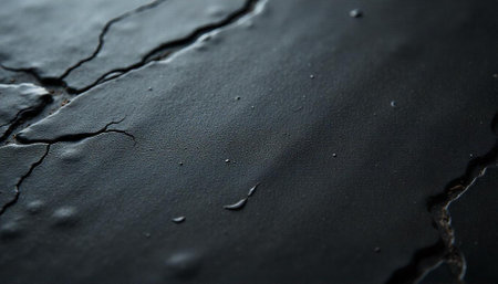 Cracked dark surface with textural details and abstract pattern