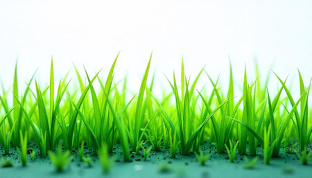 Vibrant green grass close-up against bright white background