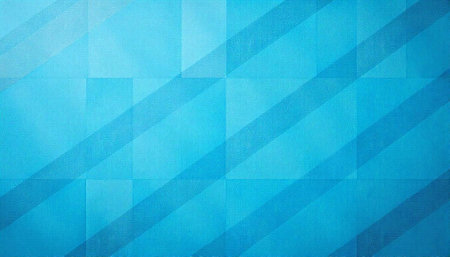 Blue geometric abstract art with diagonal stripes and squares