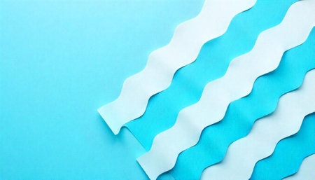 Minimalistic paper wave background in shades of light blueの写真素材