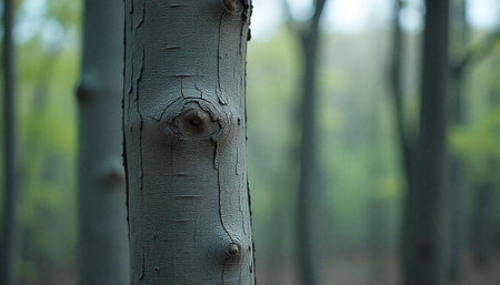 Detailed texture and pattern of tree trunk in forestの写真素材