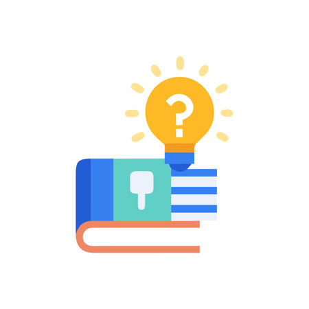 Book with question mark lightbulb, knowledge and learningのイラスト素材