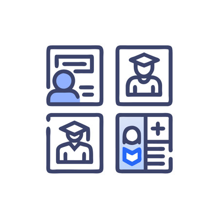 Students and Academic Records Concept with Icons