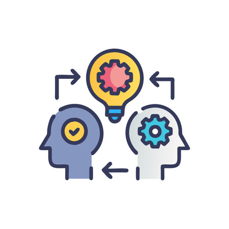 Knowledge Sharing, Idea Exchange, and Collaboration, Brainstorming Iconのイラスト素材