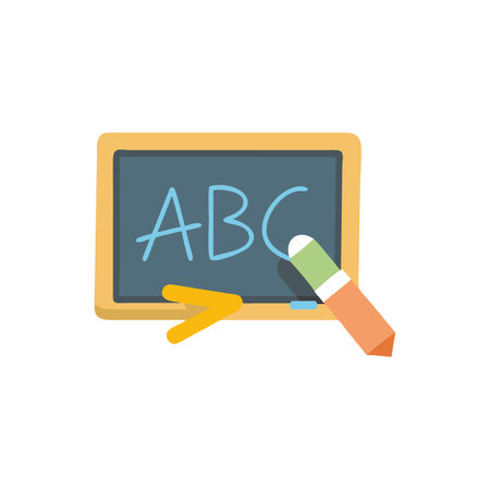 Blackboard with ABC and Chalk, education concept designのイラスト素材