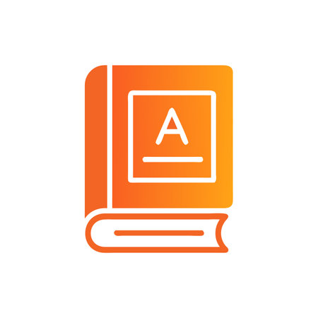 Book icon with initial A in orange gradientのイラスト素材