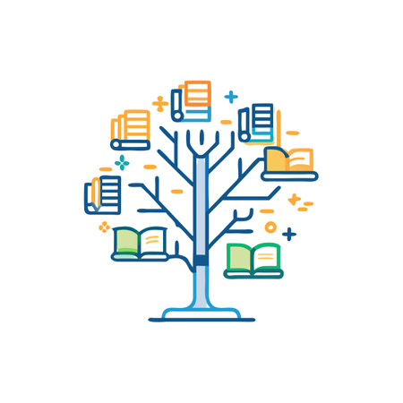 Knowledge Tree Illustration on White Background with Booksのイラスト素材