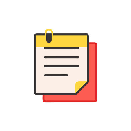 Sticky notes with clip icon on White Backgroundのイラスト素材