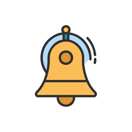 Golden Bell Icon Illustration on a White Background