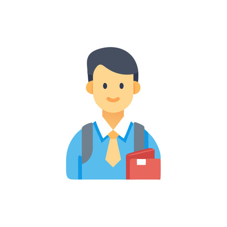 Illustration of a Student with Backpack and Bookのイラスト素材