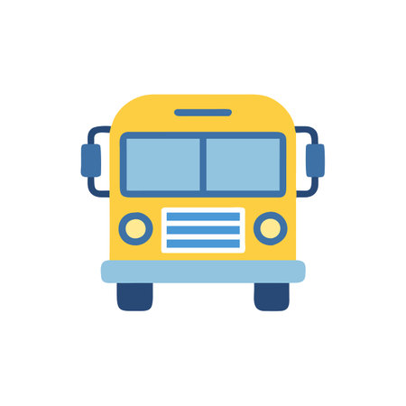 Cute Yellow and Blue School Bus Vector Illustration
