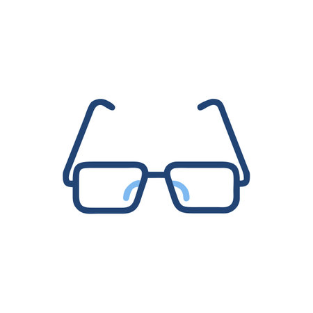 Blue rectangular eyeglasses icon with White Backgroundのイラスト素材