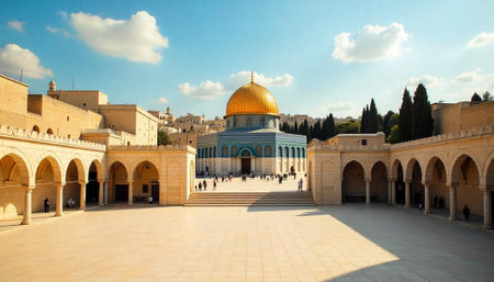 Dome of the Rock Jerusalem landmark with stone architecture
