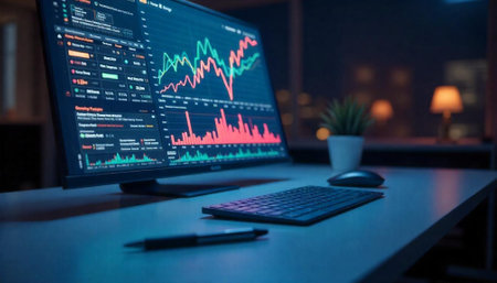 Financial analysis and data visualization with modern technology concept