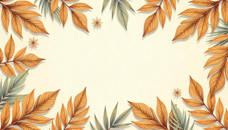 Autumn leaves frame on light background for seasonal design