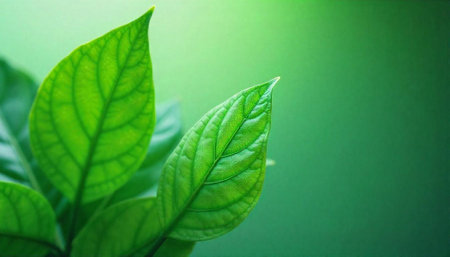 Vibrant Green Leaves Against a Soft Green Background