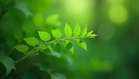 Close-up of vibrant green leaves against blurred backgroundの写真素材
